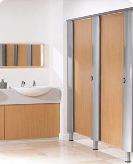 Solid grade laminate cubicles for public facilities