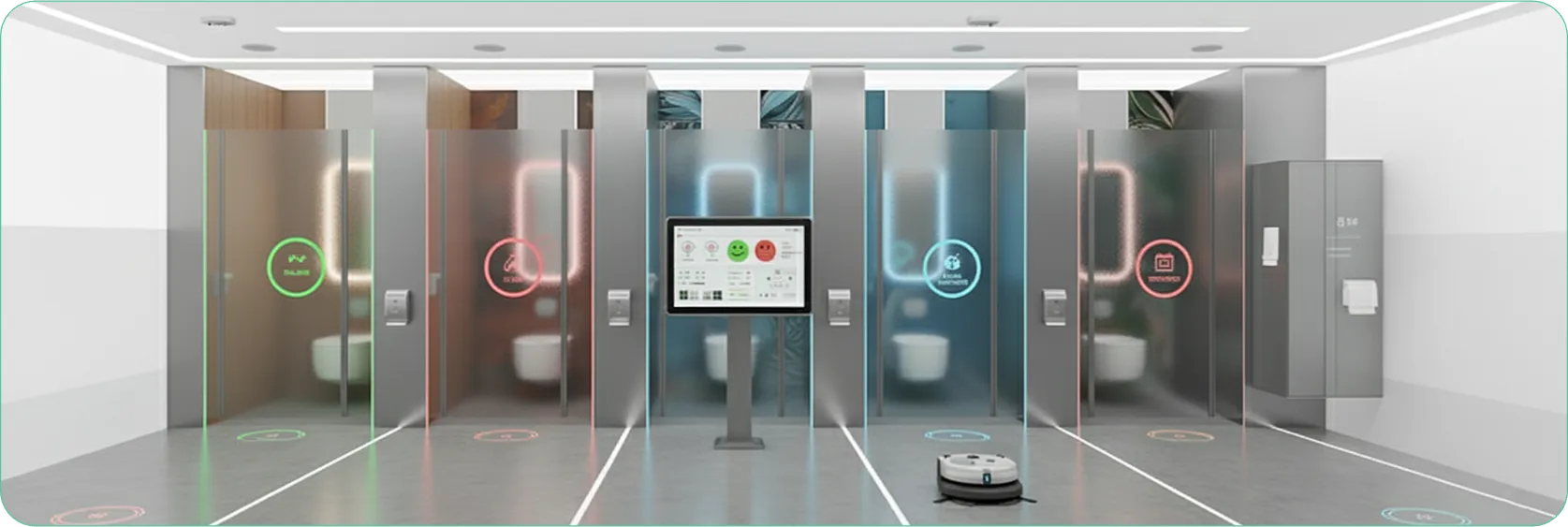 Toilet cubicles for commercial restroom use